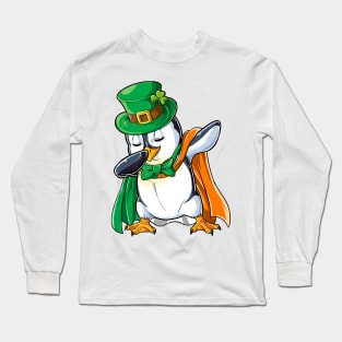 Dabbing Penguin St Patricks Day Men Leprechaun Irish Long Sleeve T-Shirt